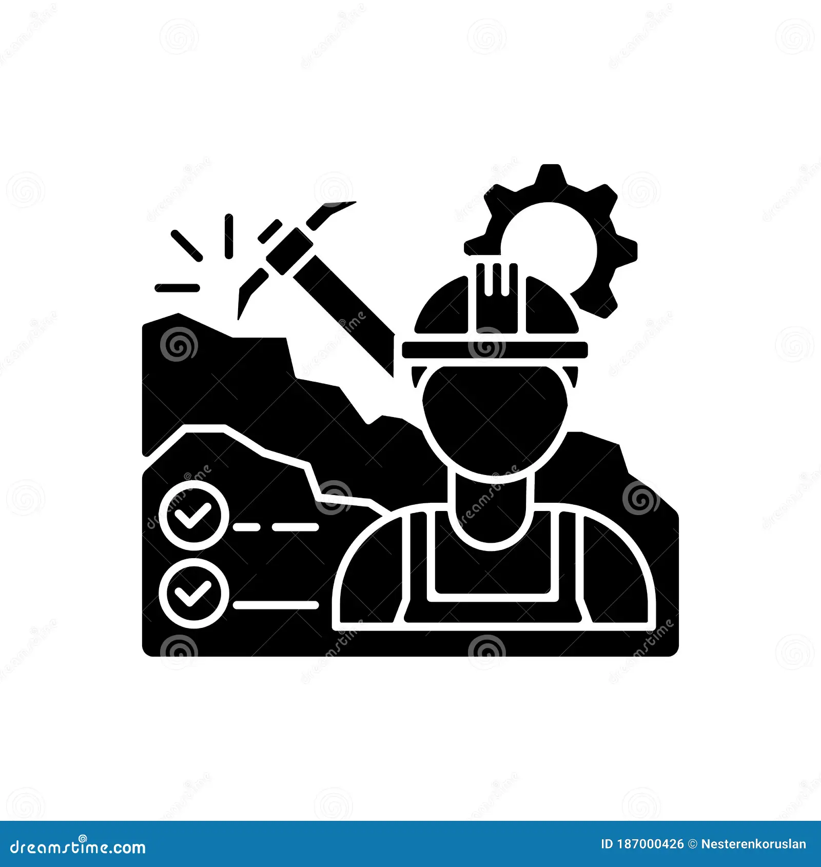 icône glyphe de noir d ingénieur des mines travailleur lourd fabrication utilisé professionnel pour le travail extraction 187000426
