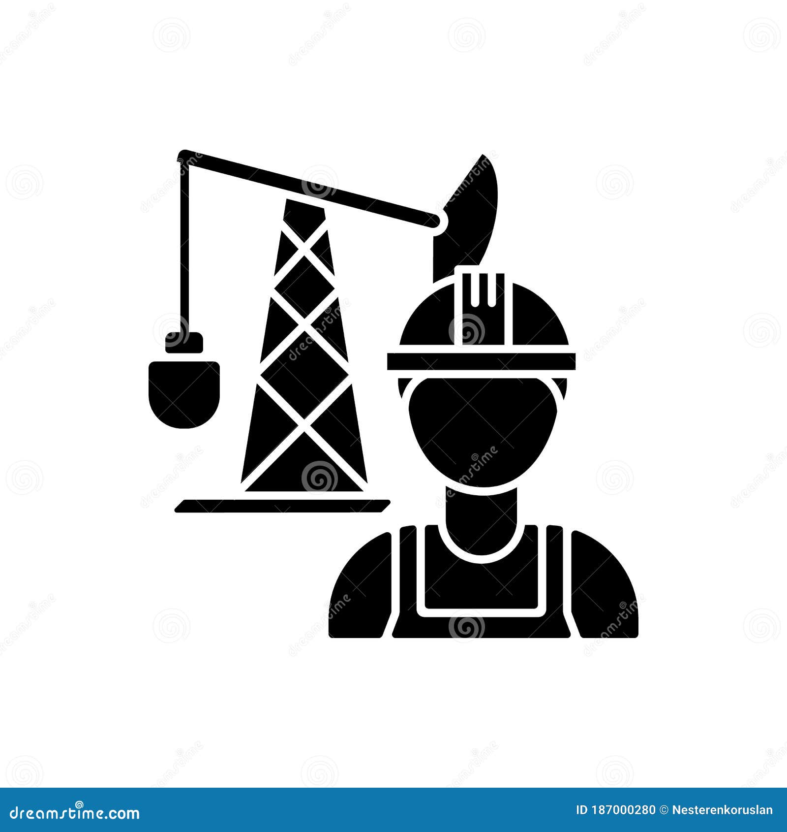 icône glyphe de noir du génie pétrole travailleur professionnel pour la tour forage production carburant installation 187000280